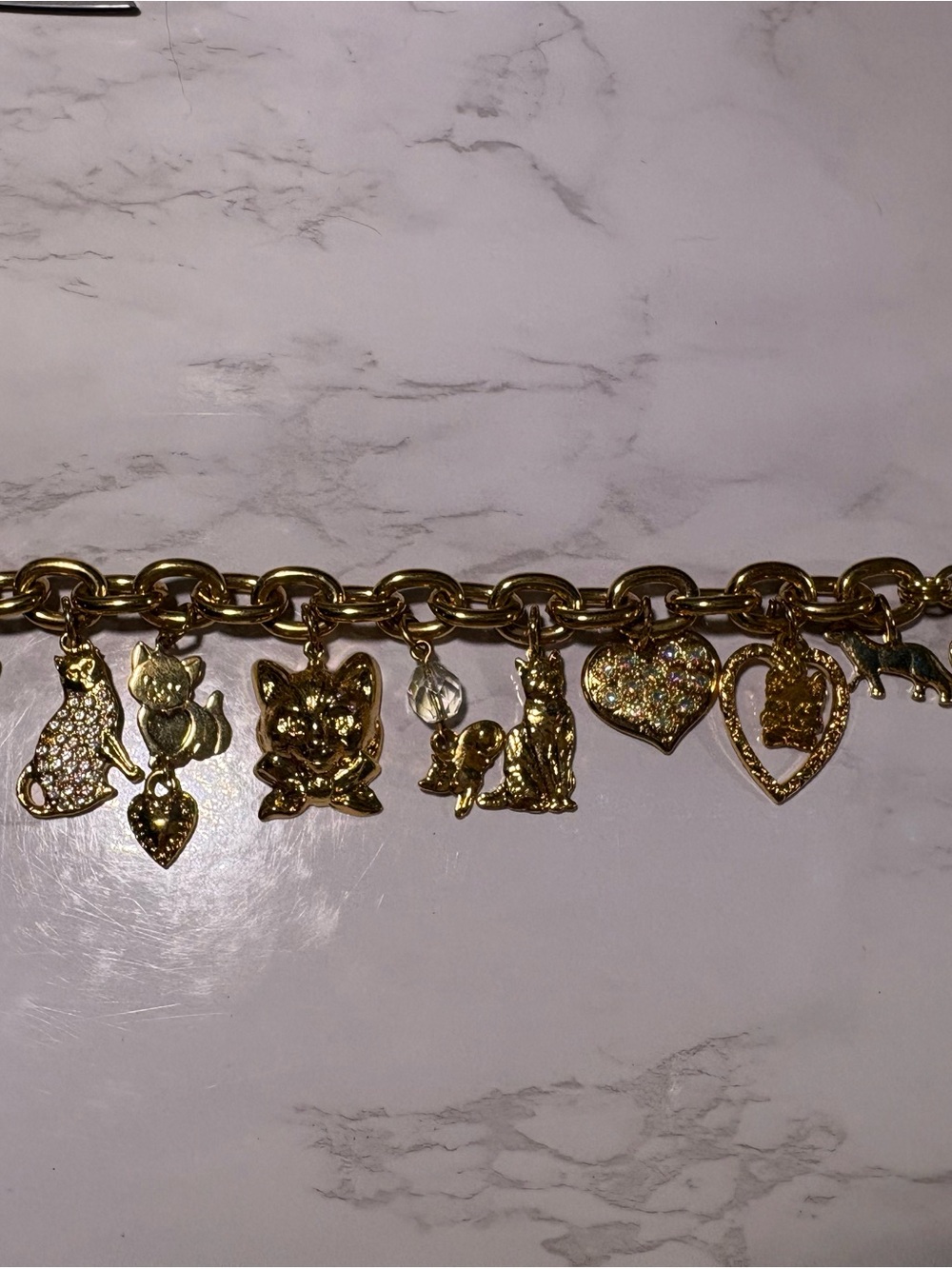 Vintage Kirk’s Folly Gold Cat Charm Bracelet Cat Lovers Design